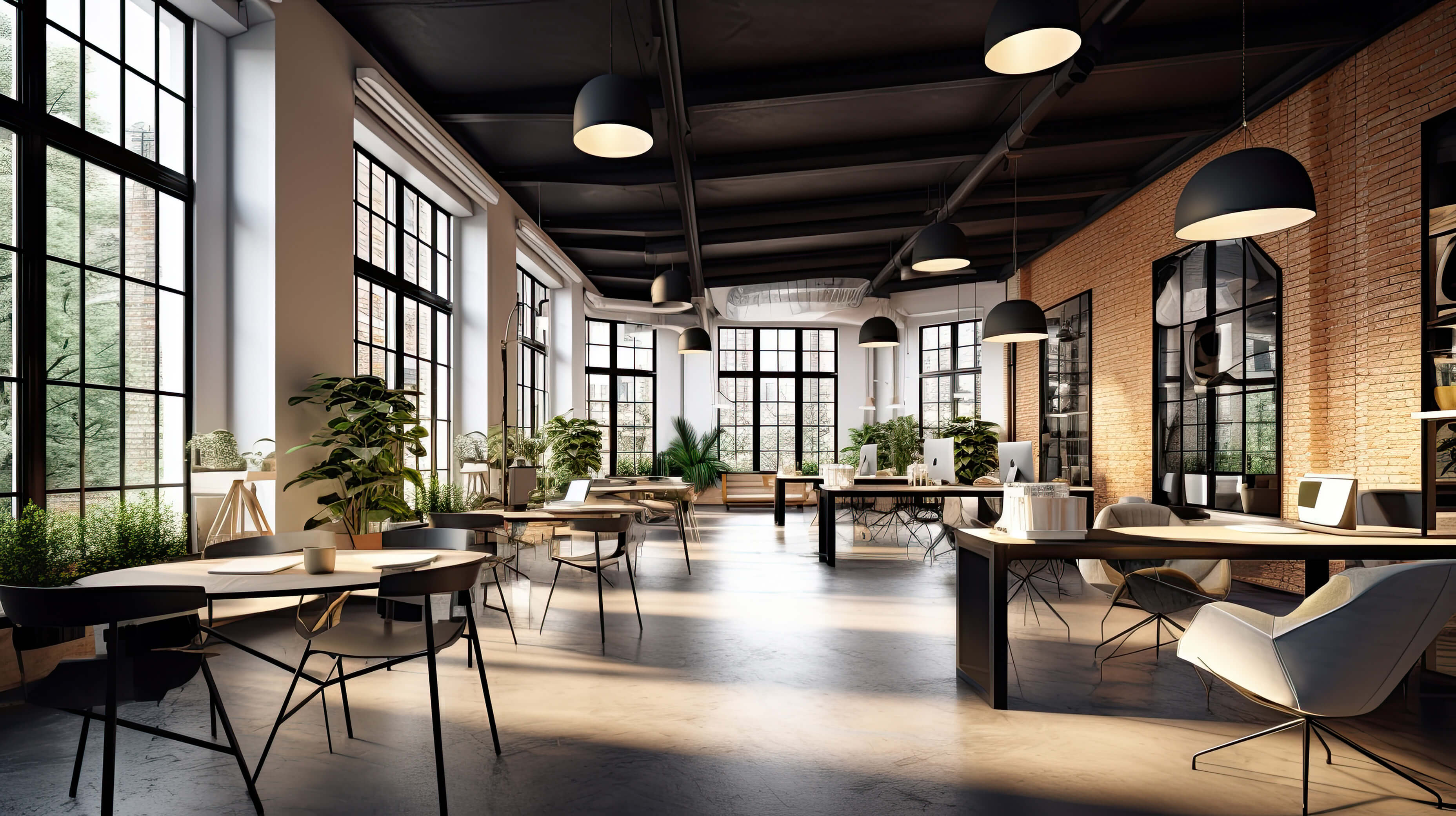 Ett öppet kontorslandskap